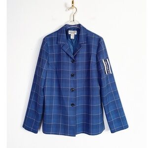 Vtg Pendleton NWT Womens plaid Jacket Blue Virgin Wool Career Collegiate size 8